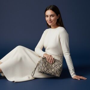 💥Steve Madden Snake-Print Wristlet Cosmetic Bag - Beige & Brown